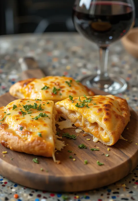 Calzone aux 7 fromages servie