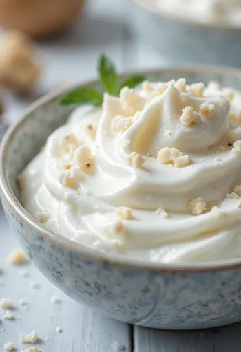 Sauce yaourt à la menthe et à la crème servie