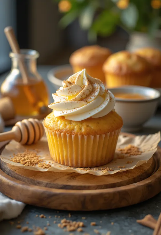 Cupcake au miel avec crème mascarpone