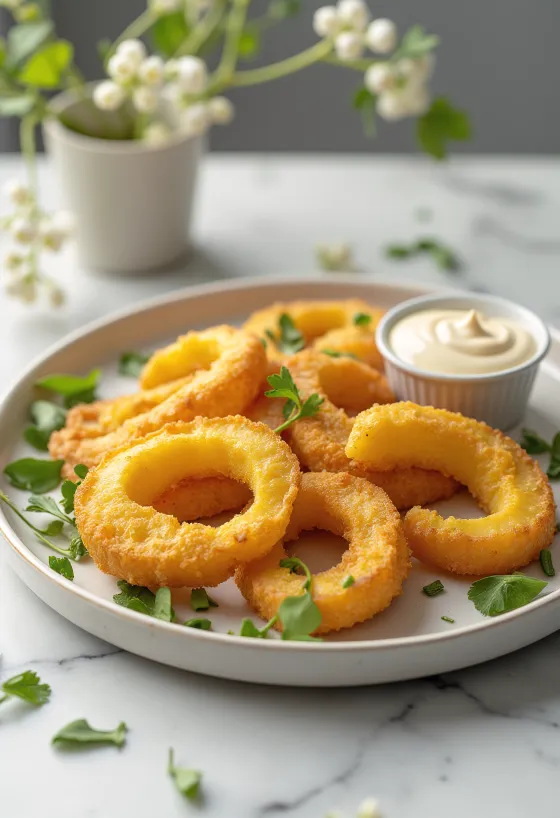 Courge panée frite dorée, servie avec panure croustillante