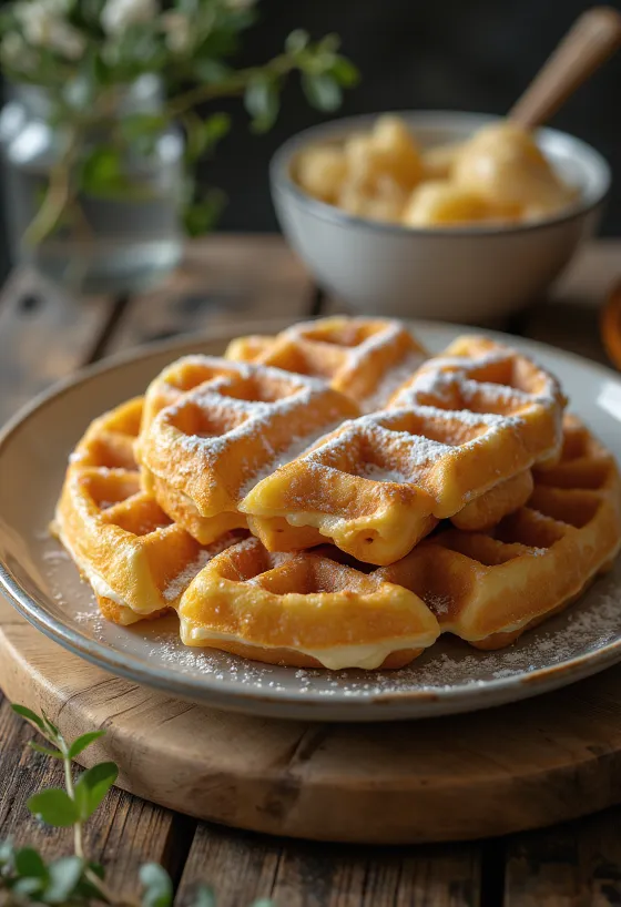 Gaufres à la bière servies