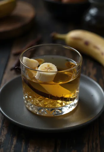 Liqueur de banane servie en bouteille