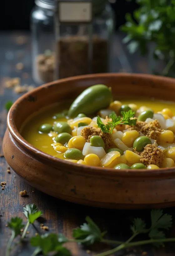 Cuchuco con habas, soupe riche aux fèves servie, aux saveurs riches