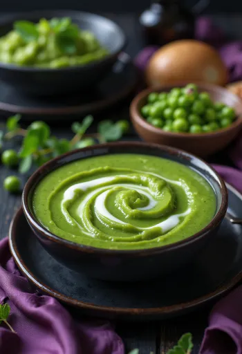 Sauce aux petits pois à la menthe servie