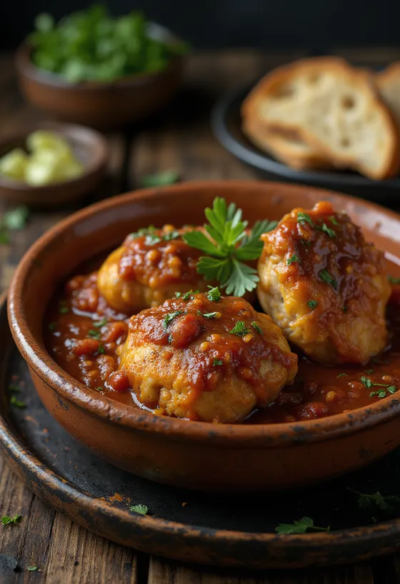 Mole ranchero servi avec du poulet, de la crème fraîche et des amandes