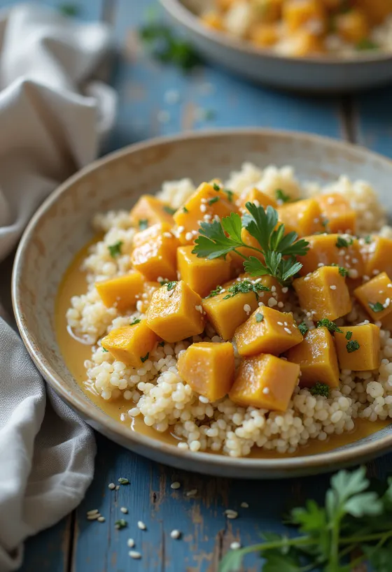 Curry de quinoa au potimarron et tahini