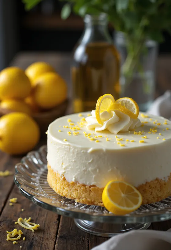 Gâteau mousse au citron décoré