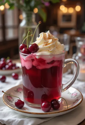 Cidre doux à la cerise servi dans un verre