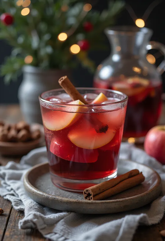 Punch au vin rouge et à la cannelle avec fruits frais
