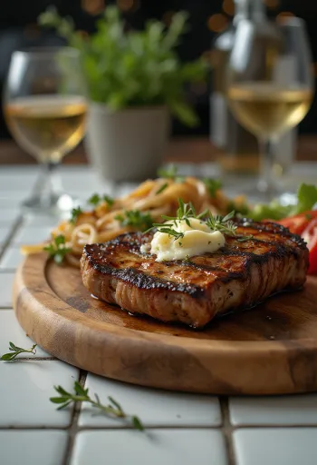 Filet de kangourou grillé servi avec légumes rôtis