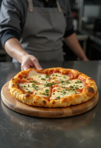 Fond de pizza au chou-fleur servi avec garniture vegan