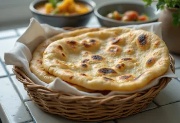 Chapati classique, fraîchement cuit, servi