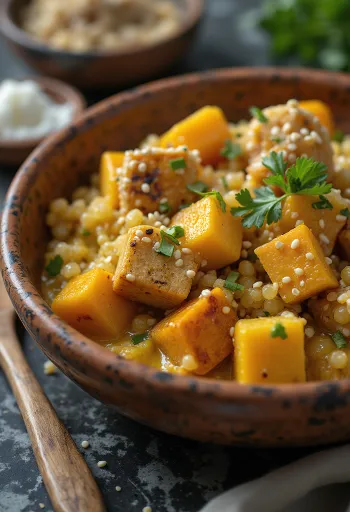 Curry de quinoa au potimarron et tofu