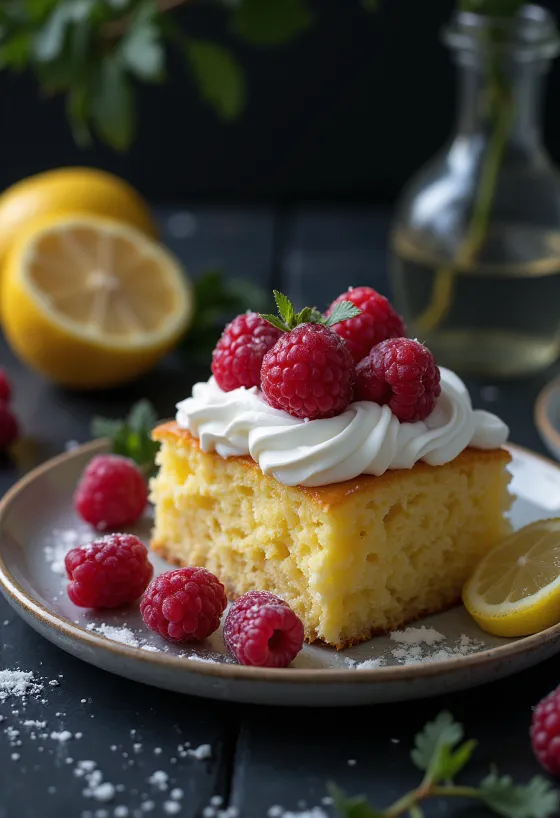 Gâteau citron-framboise aux fruits frais