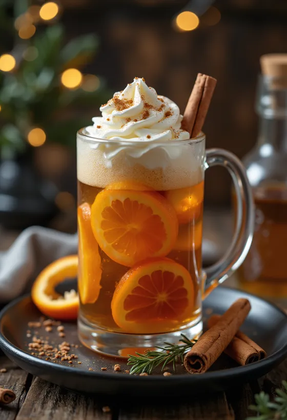 Cidre de Noël doux servi dans un verre