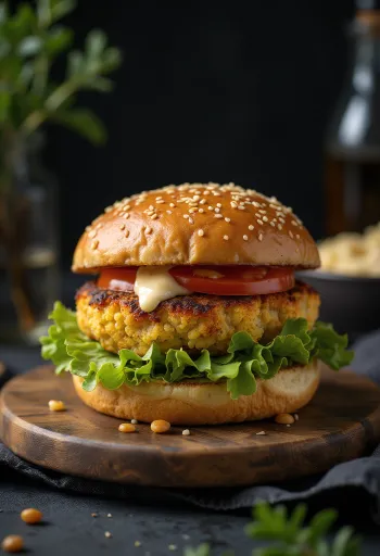 Burger vegan au chou-fleur servi