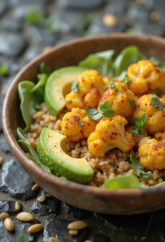 Buddha Bowl au chou-fleur épicé servi