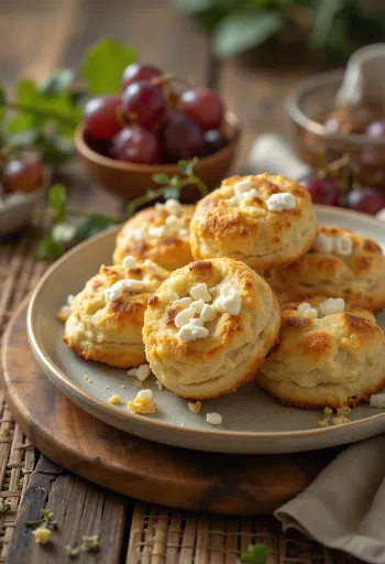 Pogácsa au fromage de chèvre servi