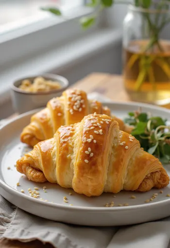 Croissants salés au poulet au curry servis