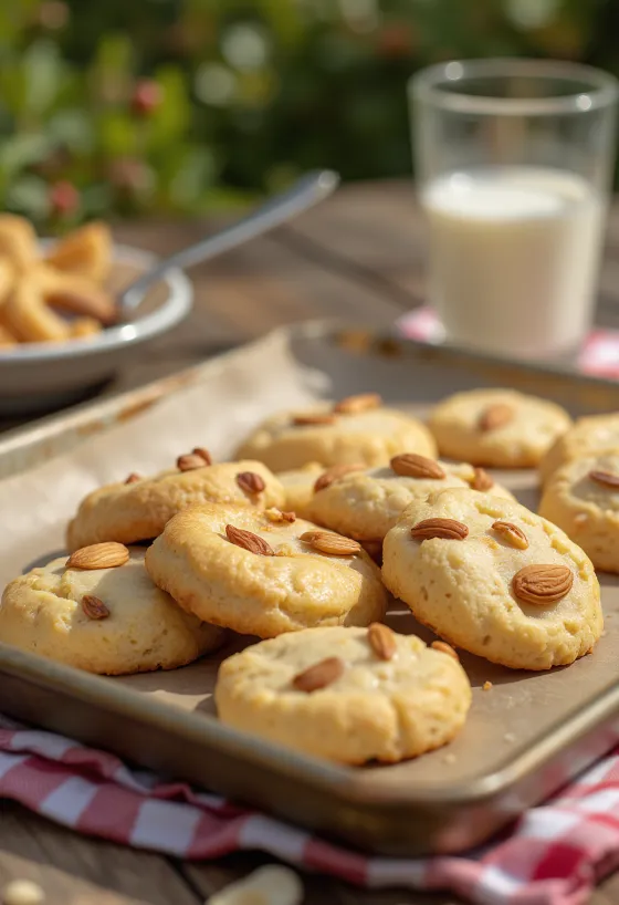 Sablés aux amandes disposés sur une assiette