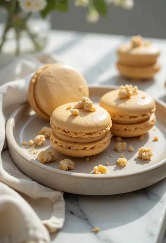 Macarons au beurre de cacahuète servis
