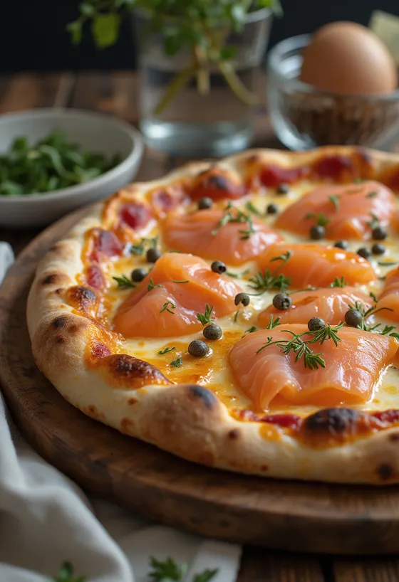 Pizza style danois au saumon fumé