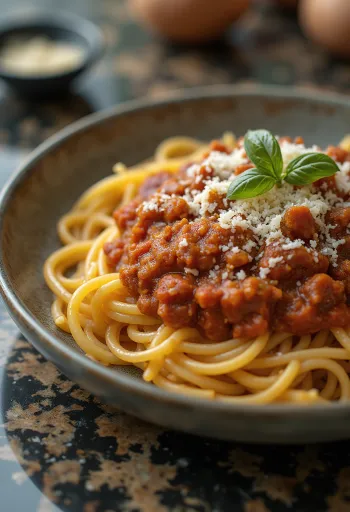 Spaghetti Bolognese, pâtes italiennes classiques avec sauce tomate à la viande