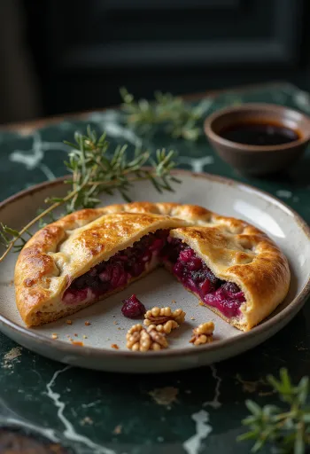 Calzone à la betterave fraîchement cuite