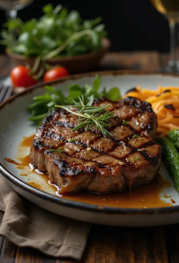 Steak de kangourou grillé servi