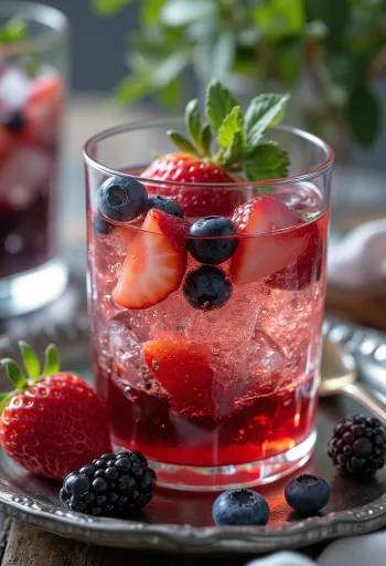 Cidre aux fruits rouges servi frais