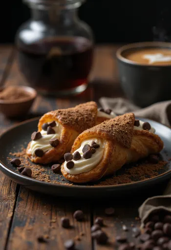 Cannoli à la liqueur de café servis