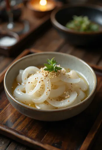 Petite assiette de salade de daikon mariné avec sésame