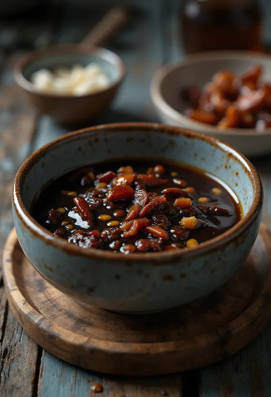 Mélange marinade BBQ balsamique-miel dans un bol