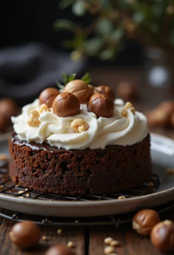 Gâteau chocolat-noisette servi