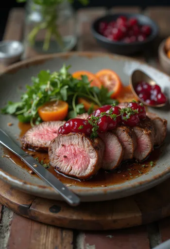 Viande d'autruche grillée servie avec salade fraîche
