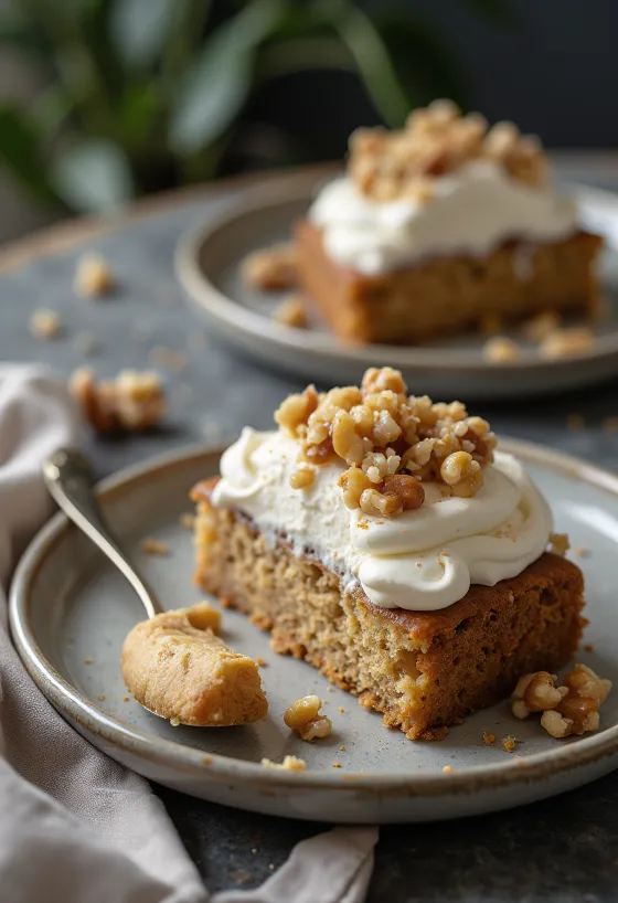 Gâteau aux noix Mágnás dressé sur un plateau