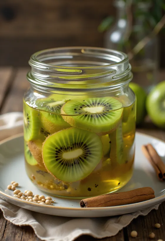 Kiwis marinés servis en bocal