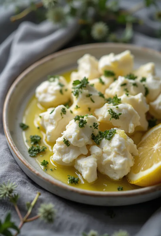 Kurut à l'aneth séché, servi avec du persil frais