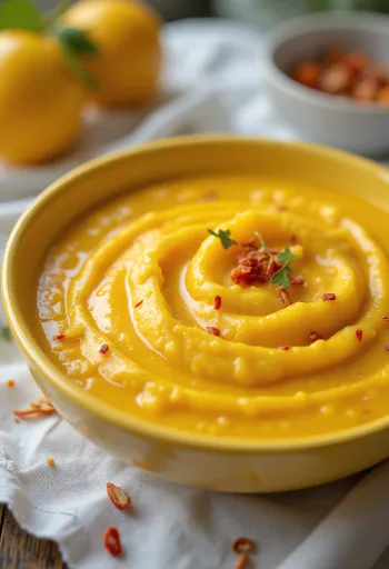 Sauce curry mangue et lait de coco servie