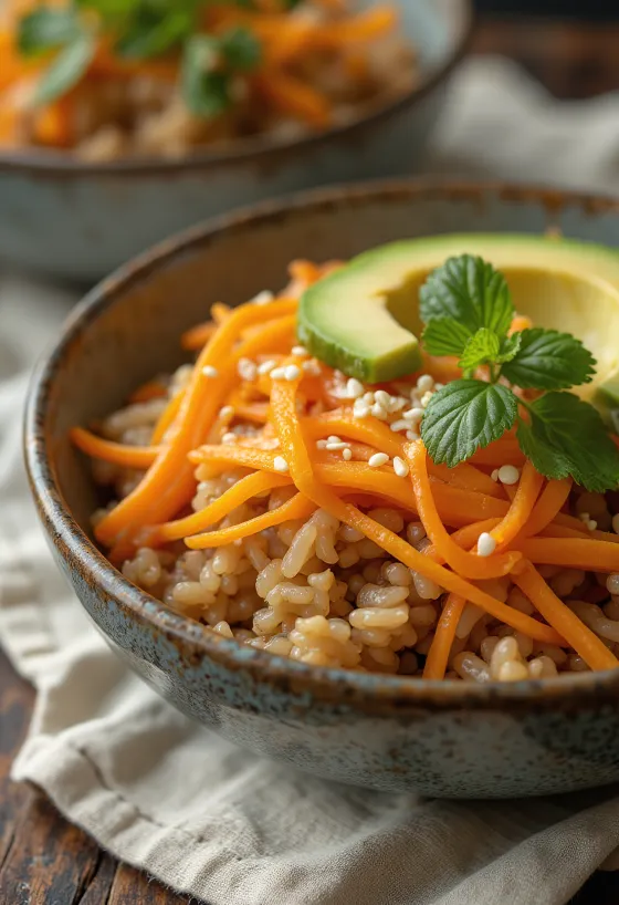 Buddha Bowl à l'orange avec légumes frais et riz complet