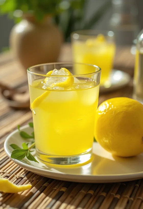 Liqueur de citron servie en bouteille
