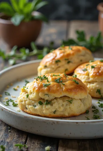 Petits pains salés aux herbes fraîches servis