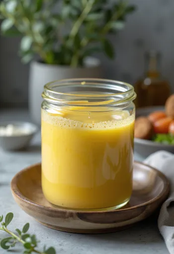 Sauce moutarde au miel servie avec salade