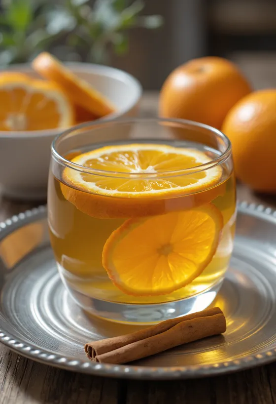 Infusion orange-gingembre fraîchement servie