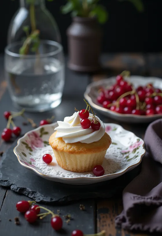 Cupcake aux groseilles servi