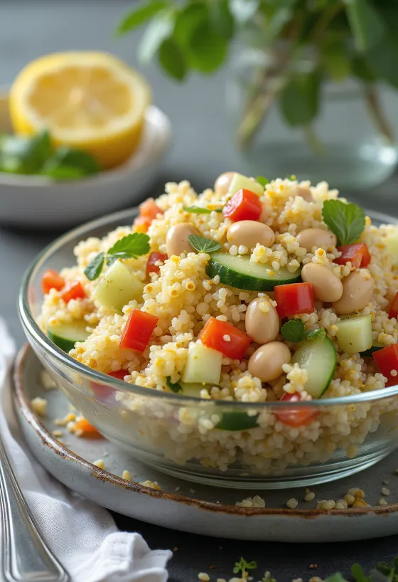 Salade de quinoa vegan aux haricots blancs