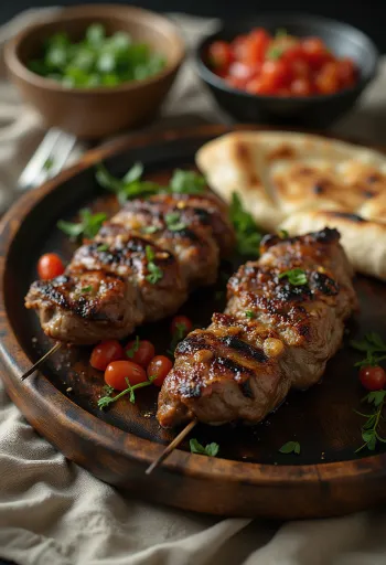 Kebab classique à l'agneau, pain pita frais et sauce au yaourt
