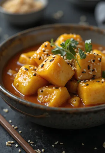 Aubergines braisées au sésame servies