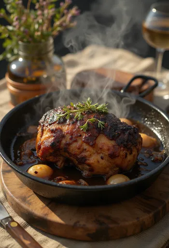 Rôti de buffle au romarin et vin rouge