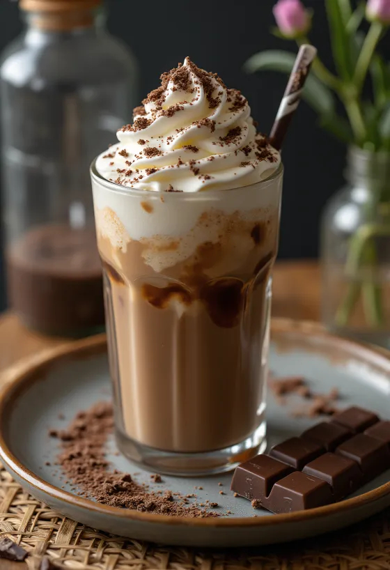 Frappé au chocolat servi